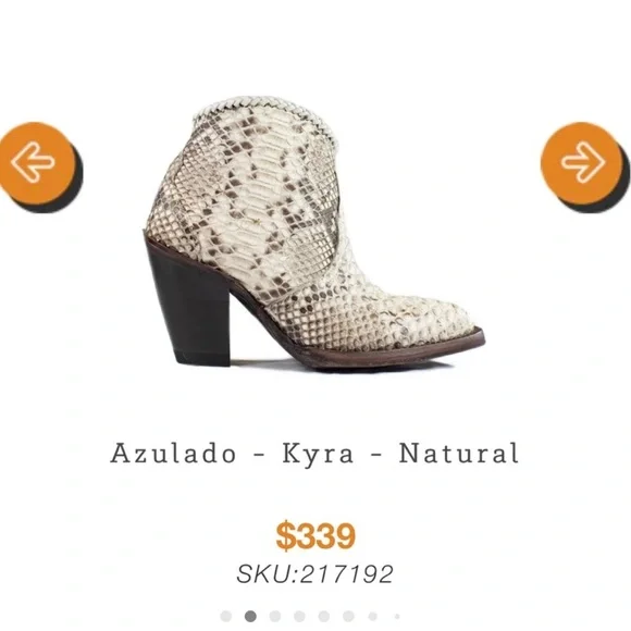 Azulado Kyra natural python snakeskin leather ankle boots women’s Sz 11 - Picture 9 of 9